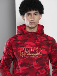 The Indian Garage Co Men Red Printed Hooded Sweatshirt