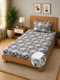 Moda Rapido X KLOTTHE Grey & Black Geometric 400 TC Single Bedsheet with 1 Pillow Covers