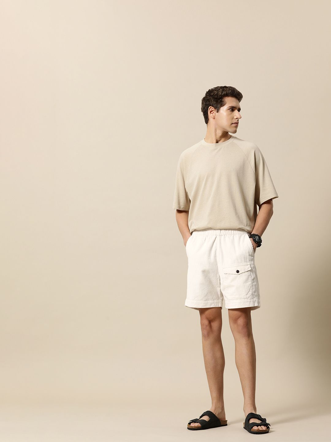 Mr Bowerbird Men Self-Design Mid-Rise Pure Cotton Corduroy Shorts