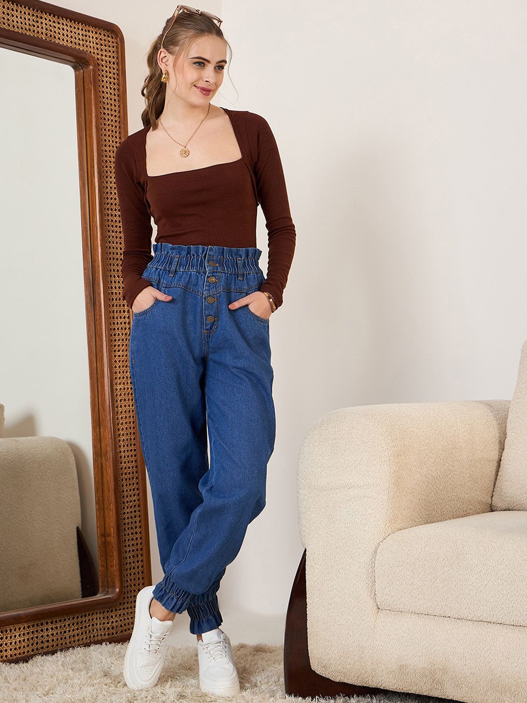 Berrylush Women Jogger High-Rise Jeans