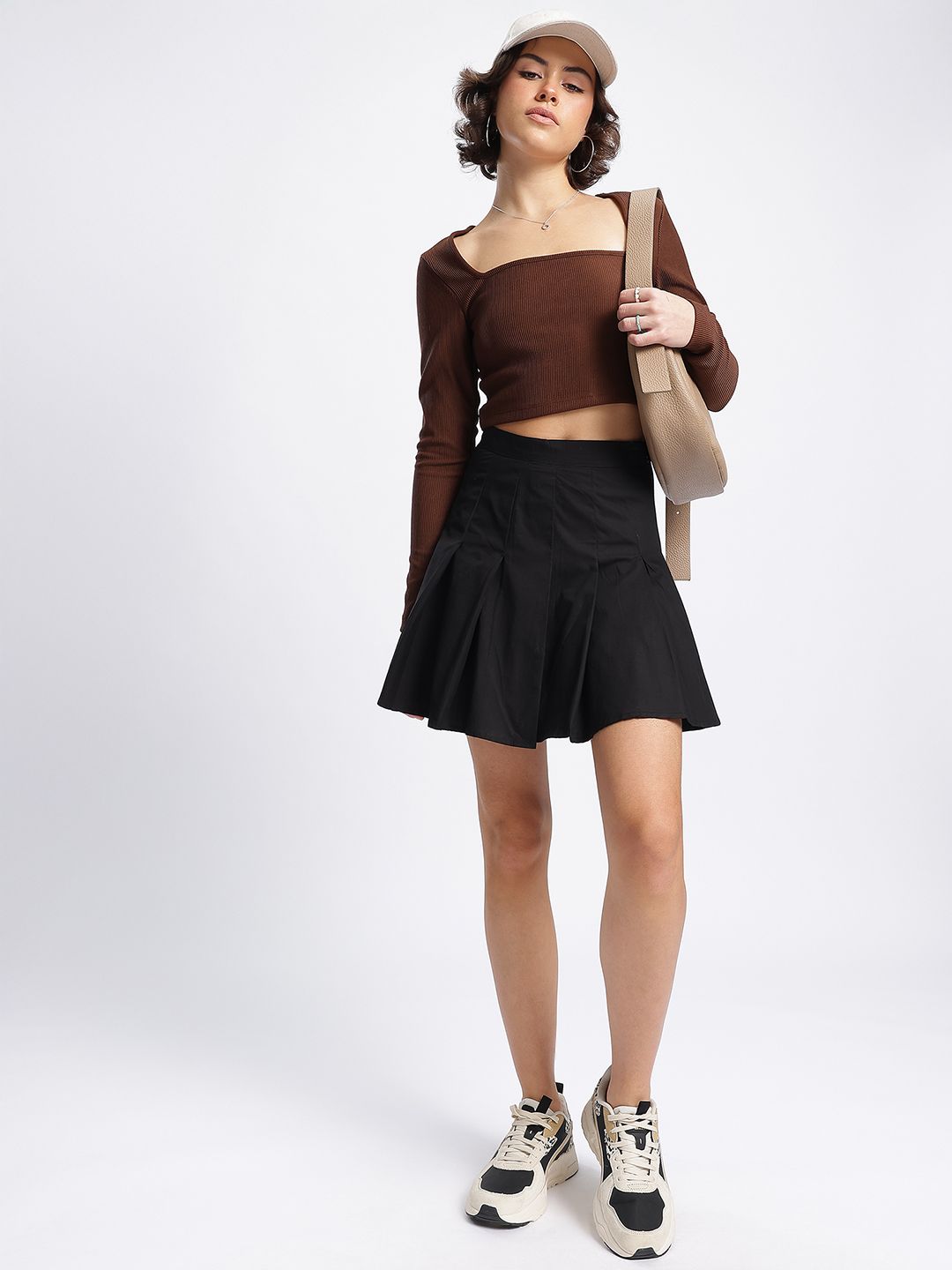 DressBerry Lovely Layers Box Pleats Flared Mini Skirt