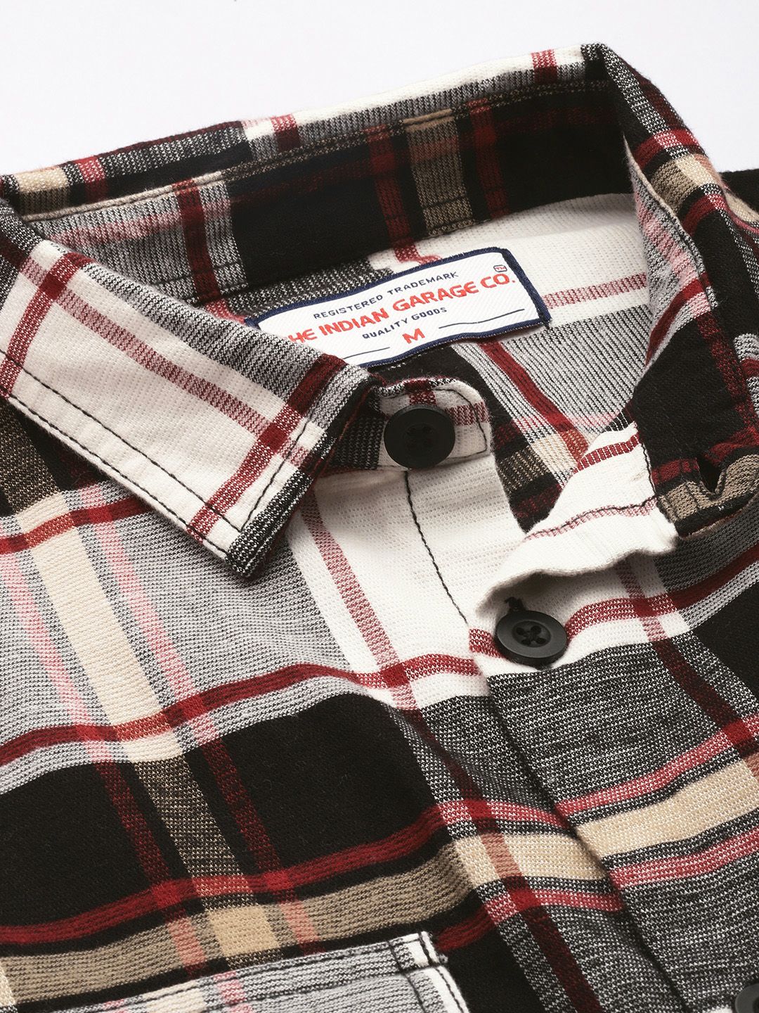 The Indian Garage Co Pure Cotton Checked Drop-Shoulder Sleeves Relaxed Fit Casual Shirt
