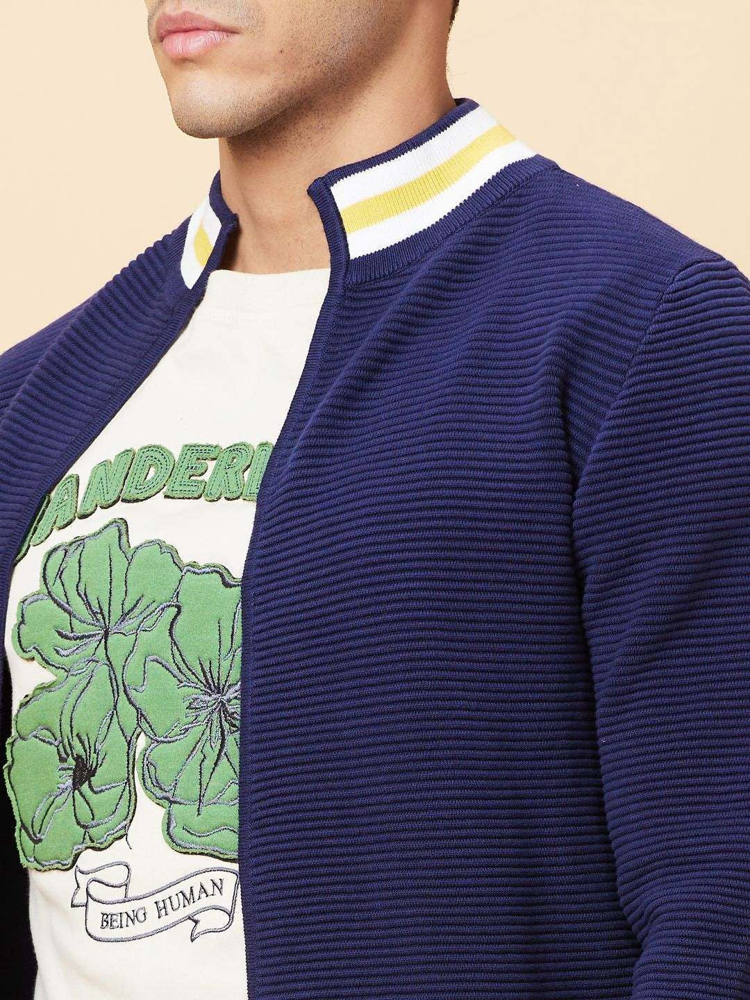 Being Human Men Colourblocked Tropical Applique T-shirt