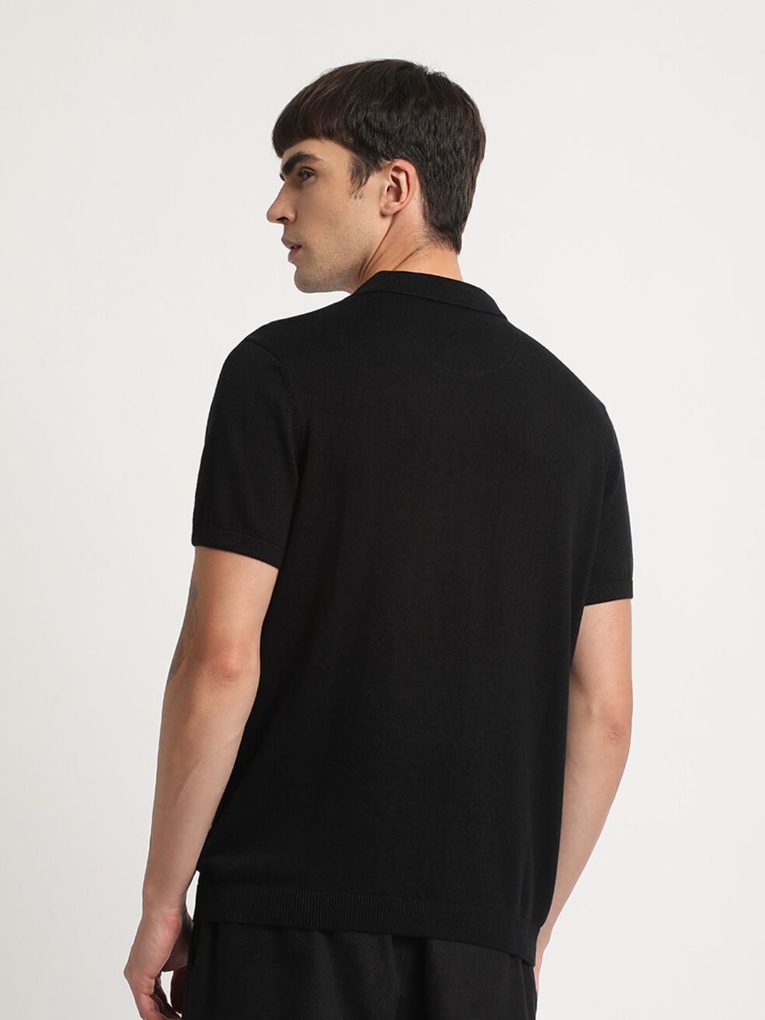 THE BEAR HOUSE Vertical Striped Regular Fit Polo Collar Cotton T-shirt