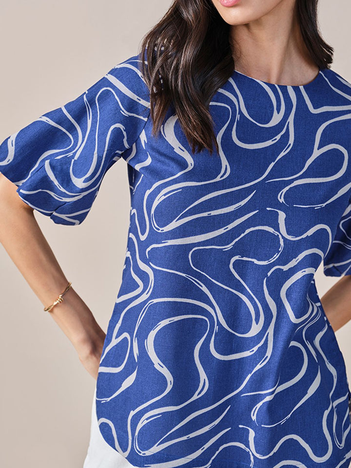 AND Printed Puff Sleeves Top