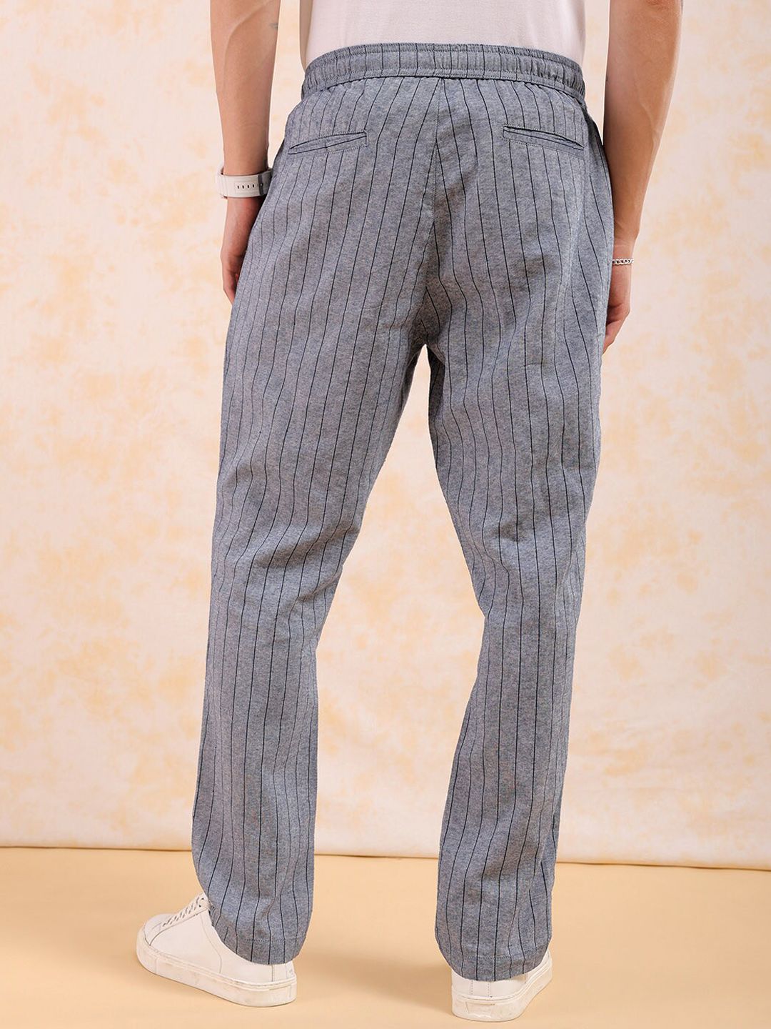 The Indian Garage Co Men Mid-Rise Striped Trousers