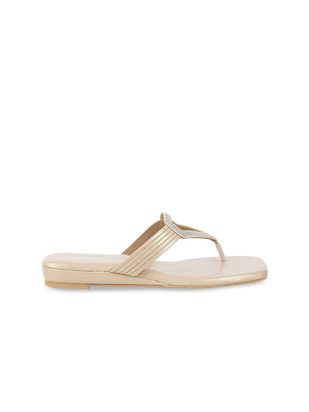Metro Embellished Open Toe Flats