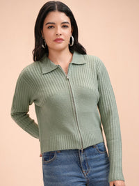 ESPYR By Tokyo Talkies Women Cable Knit with Zip Detail Detail