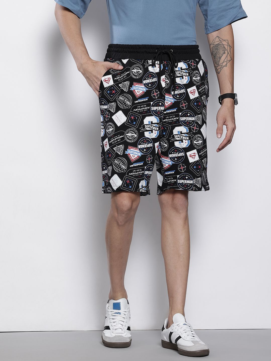 The Indian Garage Co Men Superman Printed Loose Fit Shorts