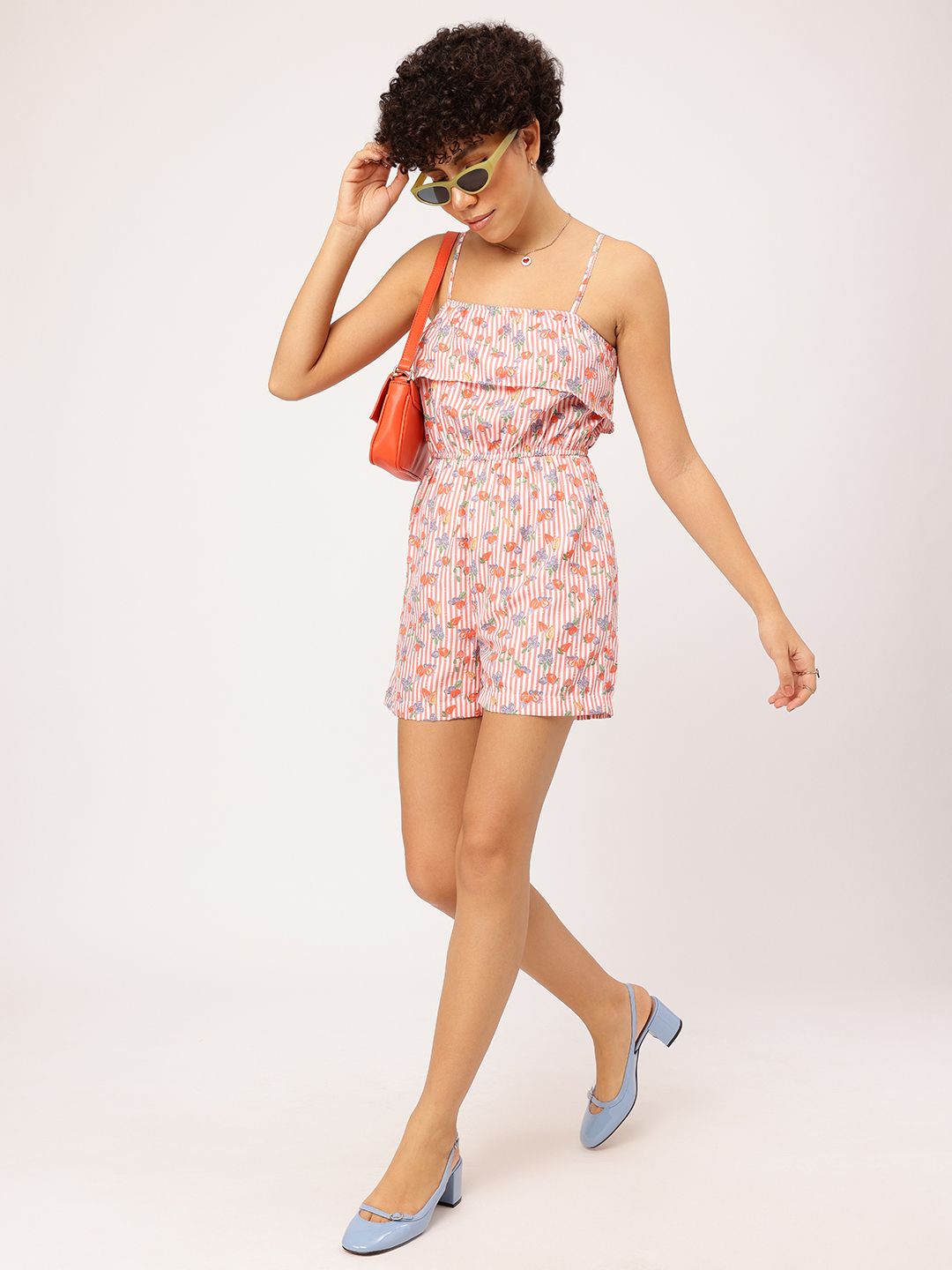 DressBerry Striped Dilemma Floral Layered Playsuit
