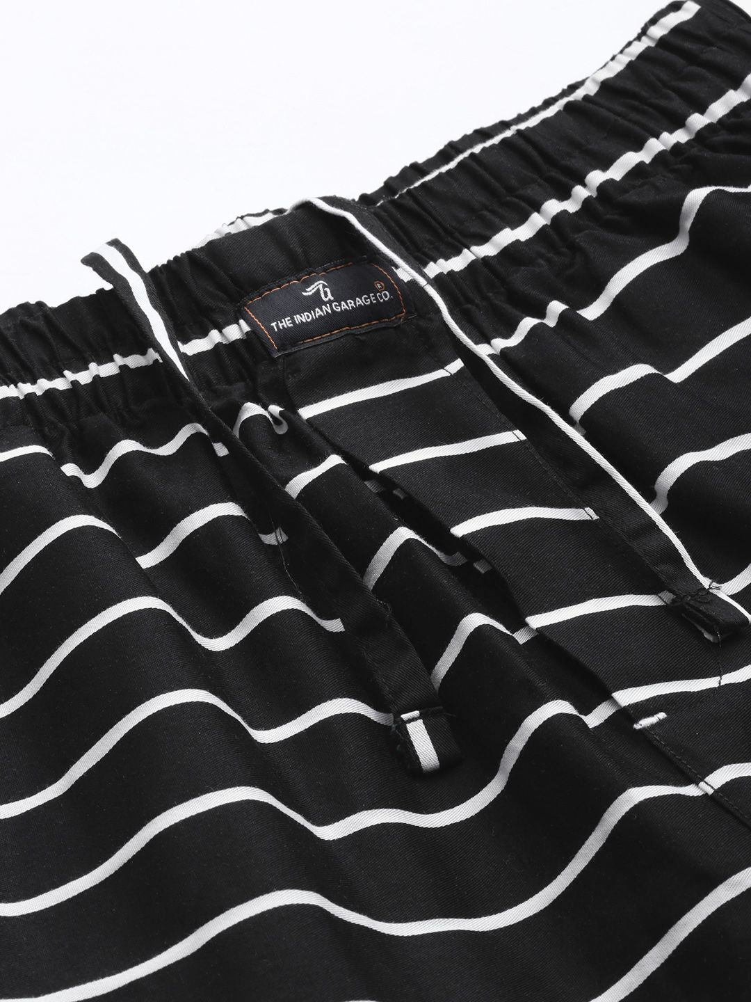 The Indian Garage Co Men Black & White Striped Pure Cotton Boxers 1120-BXR10-03