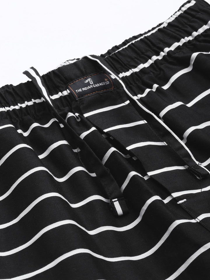 The Indian Garage Co Men Black & White Striped Pure Cotton Boxers 1120-BXR10-03
