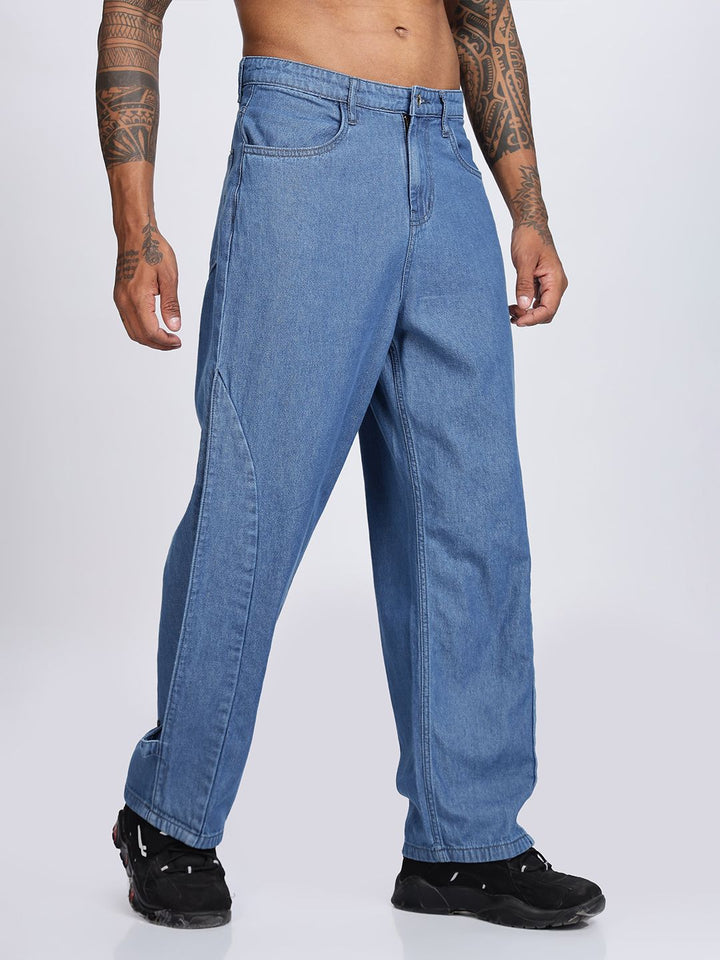 Eszett Men Blue Comfort Regular Fit Mid-Rise Cotton Jeans