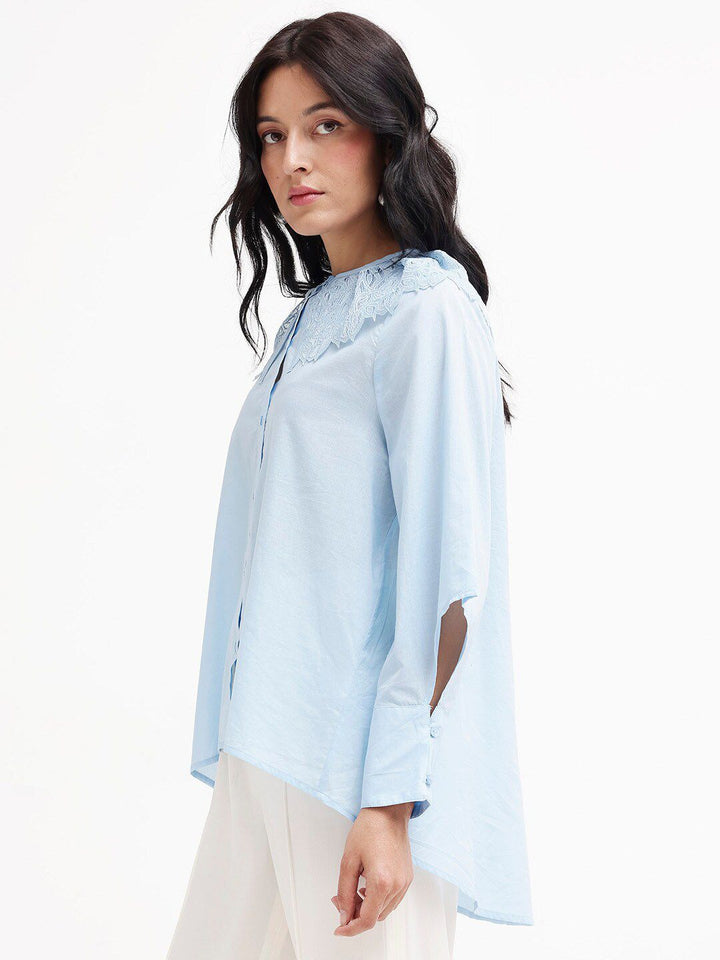 RAREISM Comfort Peter Pan Collar Opaque Cotton Casual Shirt