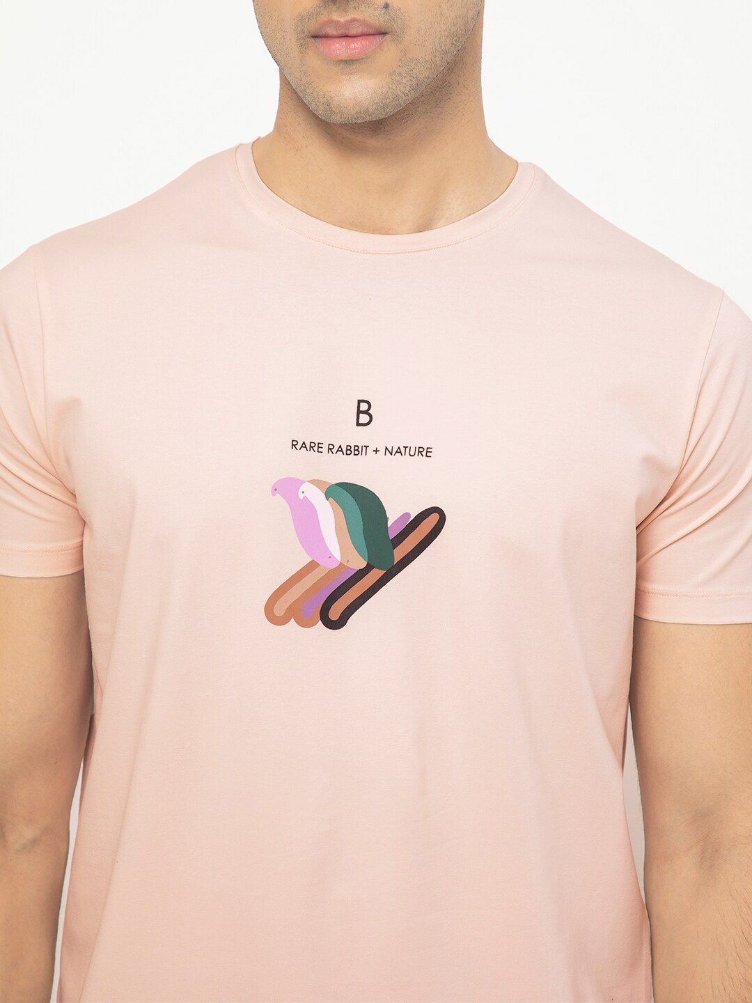 RARE RABBIT Men Erdon Round Neck Slim Fit Cotton T-Shirt