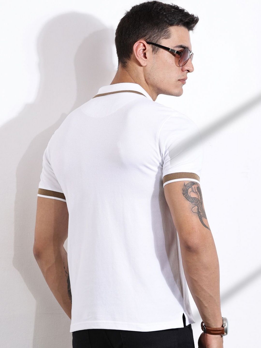 Thomas Scott Men Striped Polo Collar Cotton T-shirt