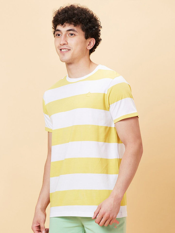 Being Human Striped Pure Cotton Round Neck Casual T-shirt