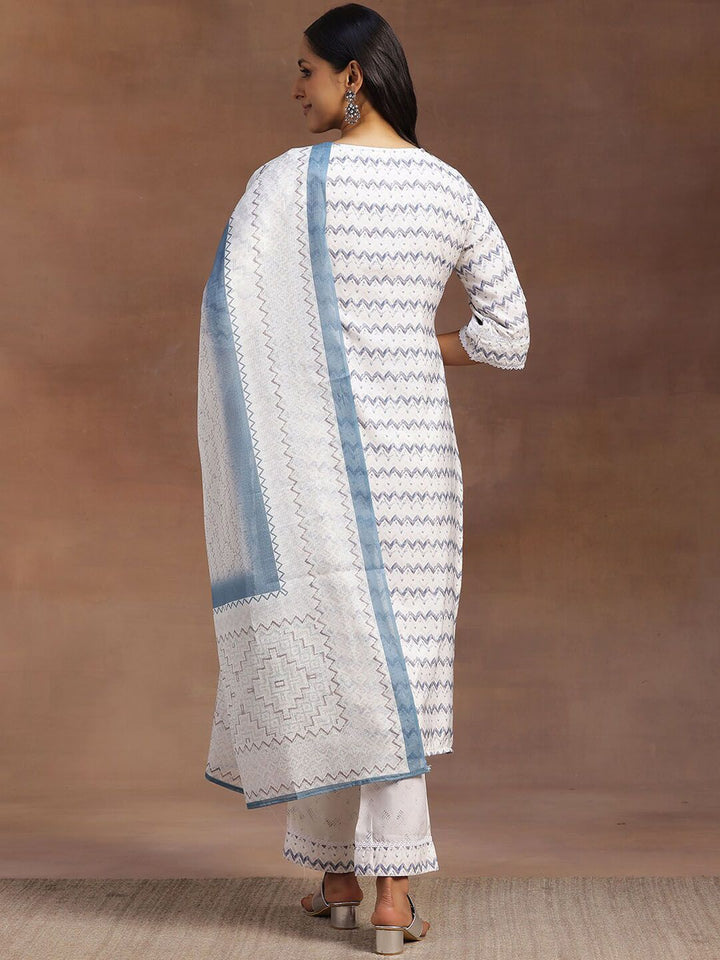 Libas Chevron Embroidered Regular Thread Work Kurta With Palazzos & Dupatta