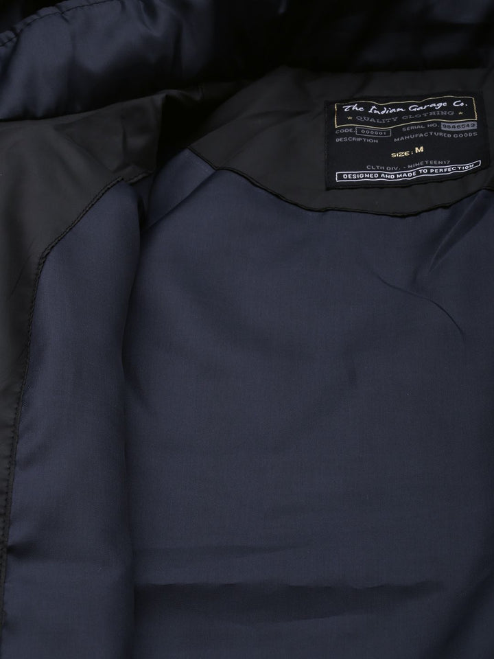 The Indian Garage Co Men Slim Fit Zip-Front Puffer Jacket with Detachable Hood