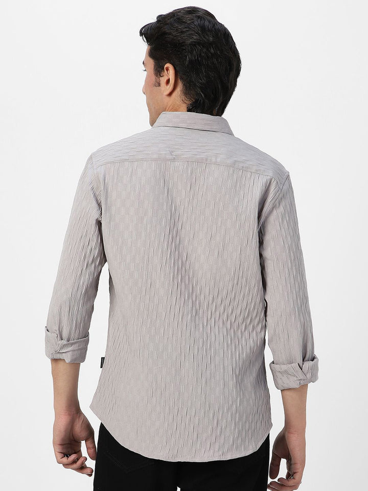 Urbano Fashion Men Spread Collar Textured Cotton Casual Shirt