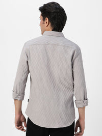 Urbano Fashion Men Spread Collar Textured Cotton Casual Shirt