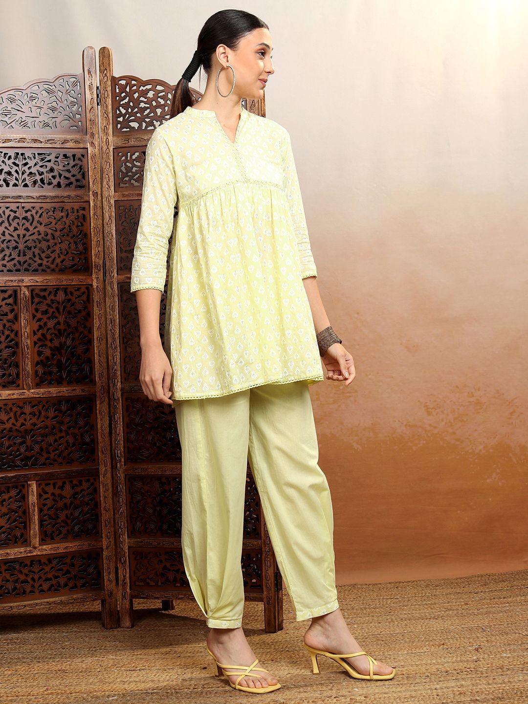 Vishudh Printed Pure Cotton Top With Trousers Co-Ords