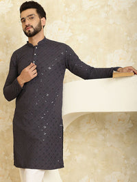 SOJANYA Dihiasi Kolar Mandarin Kurta Kapas Tulen Lurus