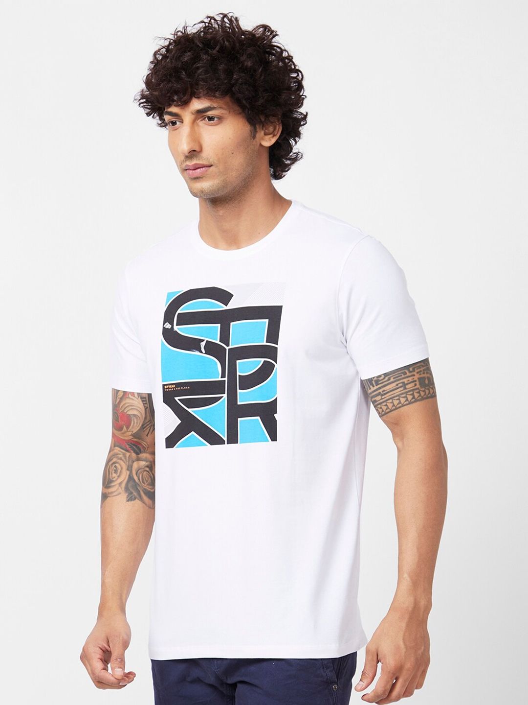 SPYKAR Typography Printed Slim Fit Cotton Casual T-Shirt
