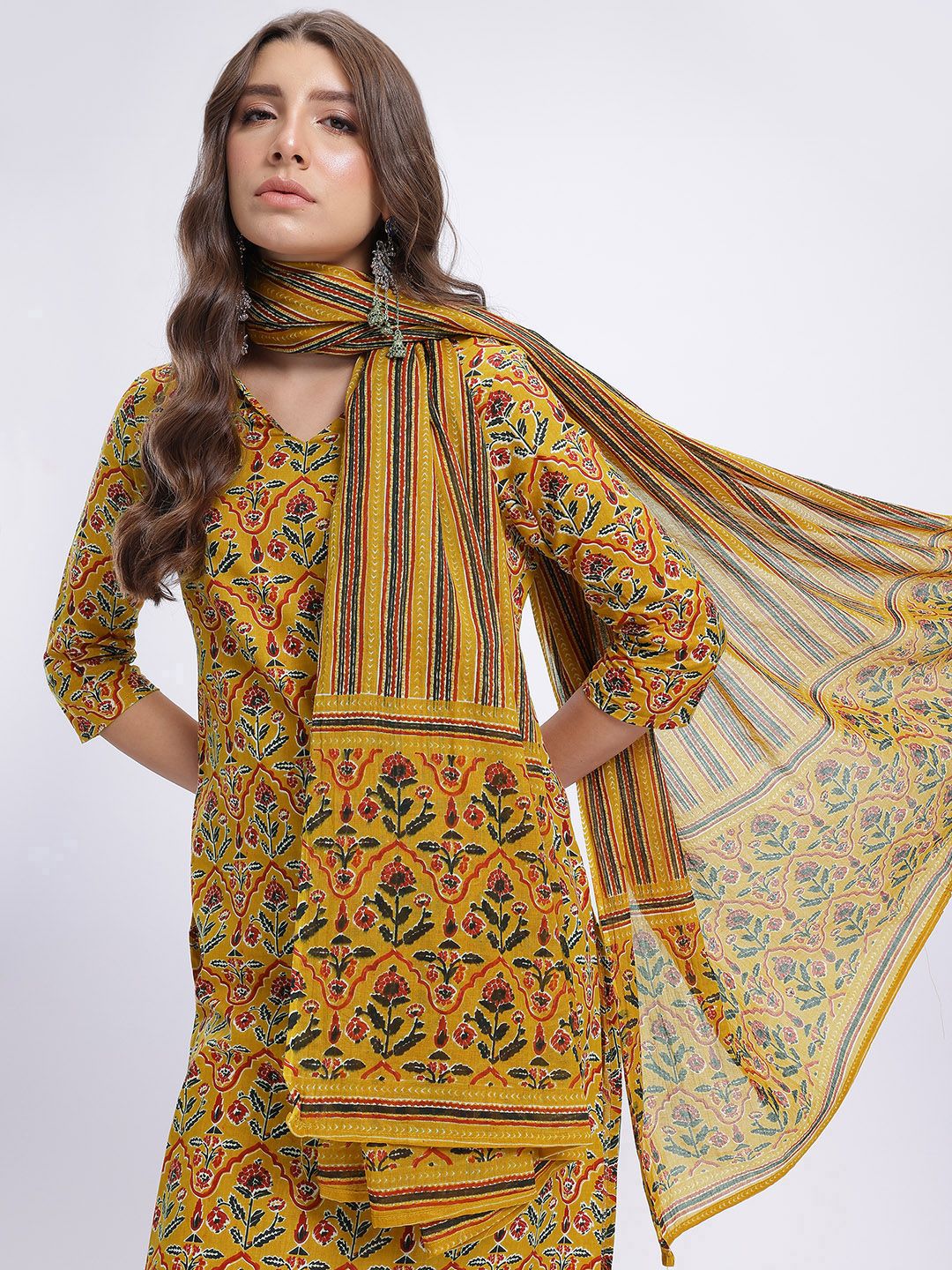Anouk Ethnic Motifs Print Kurta with Trousers & With Dupatta