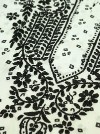 Rumah Wanita Chikankari Kurta Bersulam Mulmul Chikankari Putih