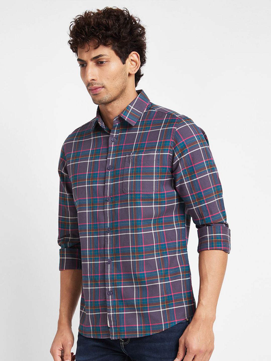 Being Human Men Slim Fit Tartan Checks Opaque Checked Casual Shirt