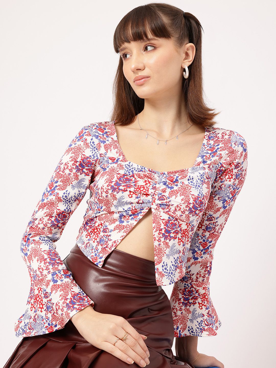 DressBerry Enchanted Essence Floral Print Top with Slit
