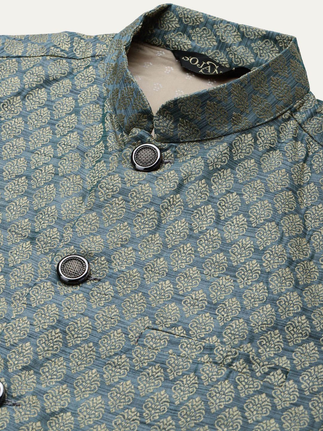 SOJANYA Manadrin Collar Kurta with Churidar & Nehru Jacket