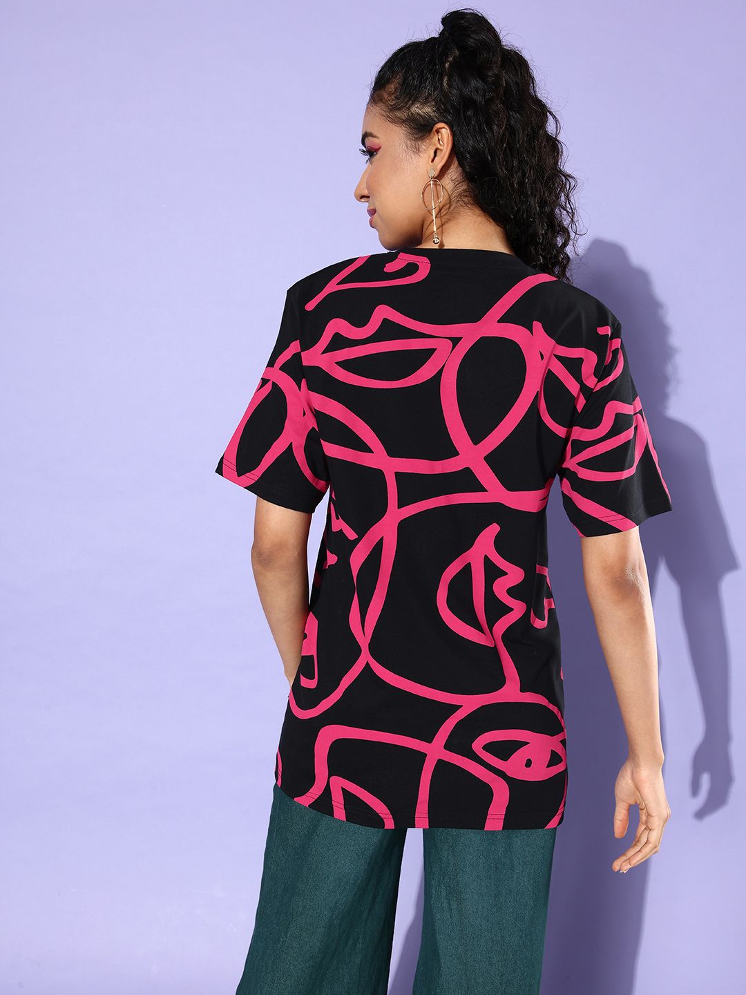 DILLINGER Abstract Printed Oversized Longline Pure Cotton T-shirt