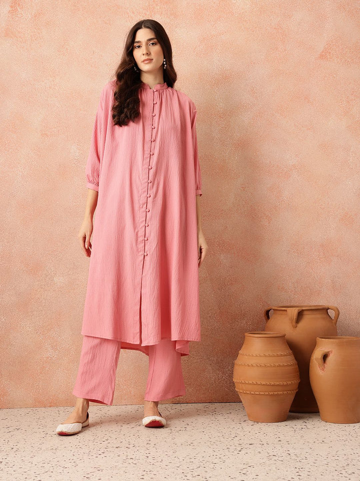 all about you Regular Crinkled Kurta with Trousers