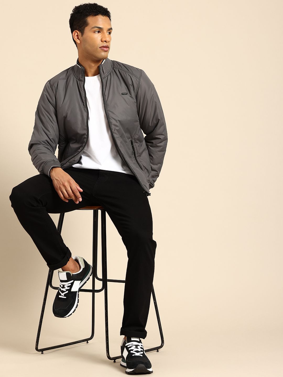 Being Human Padded Jacket with Ribbed Cuffs & Hem