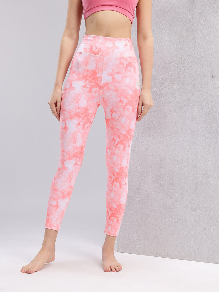 HRX by Hrithik Roshan Women Tie & Dye Mid-Rise Cropped Rapid-Dry Yoga Tights