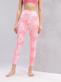 HRX by Hrithik Roshan Women Tie & Dye Mid-Rise Cropped Rapid-Dry Yoga Tights