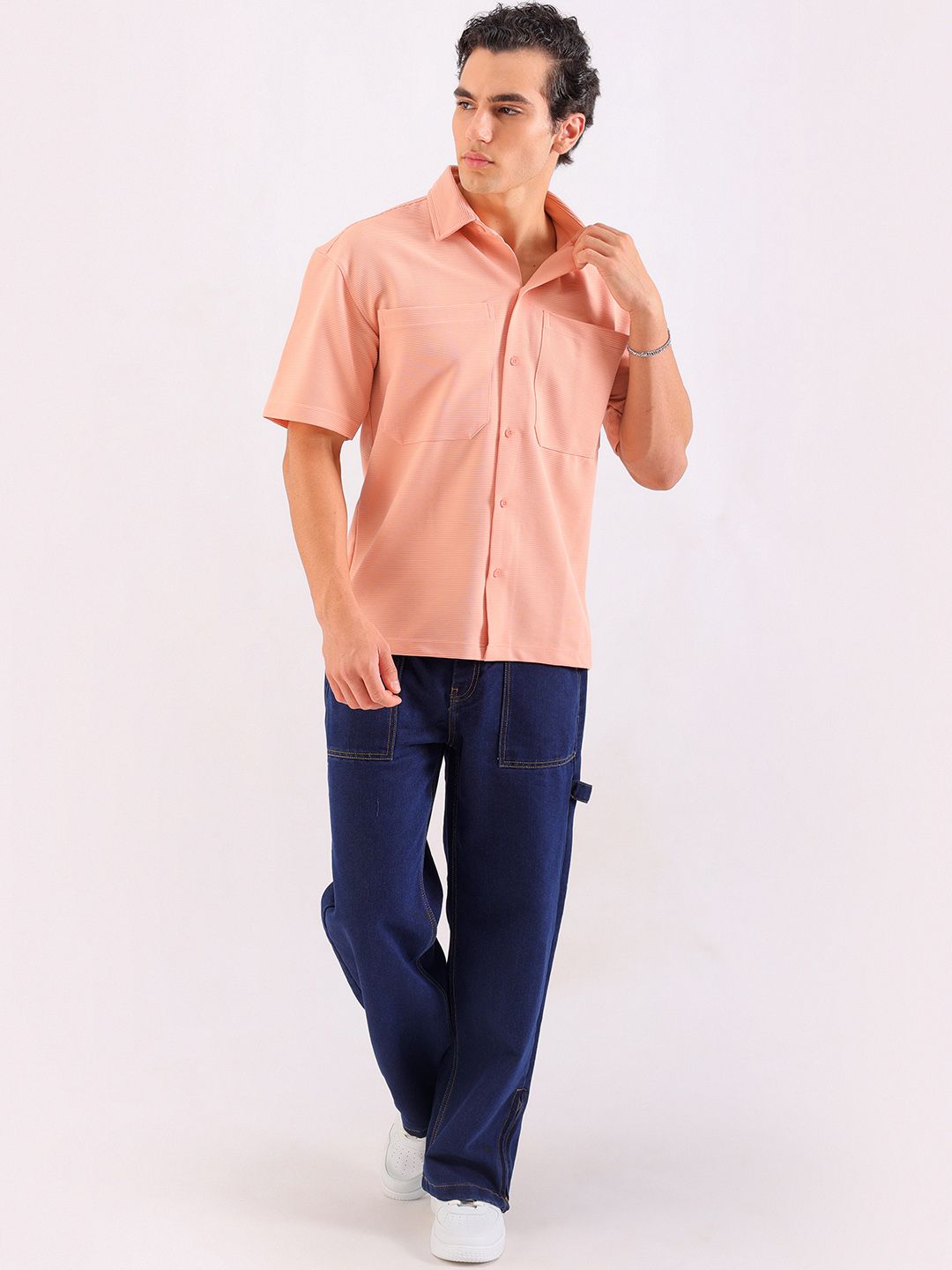 The Indian Garage Co Men Spread Collar Boxy Casual Shirt