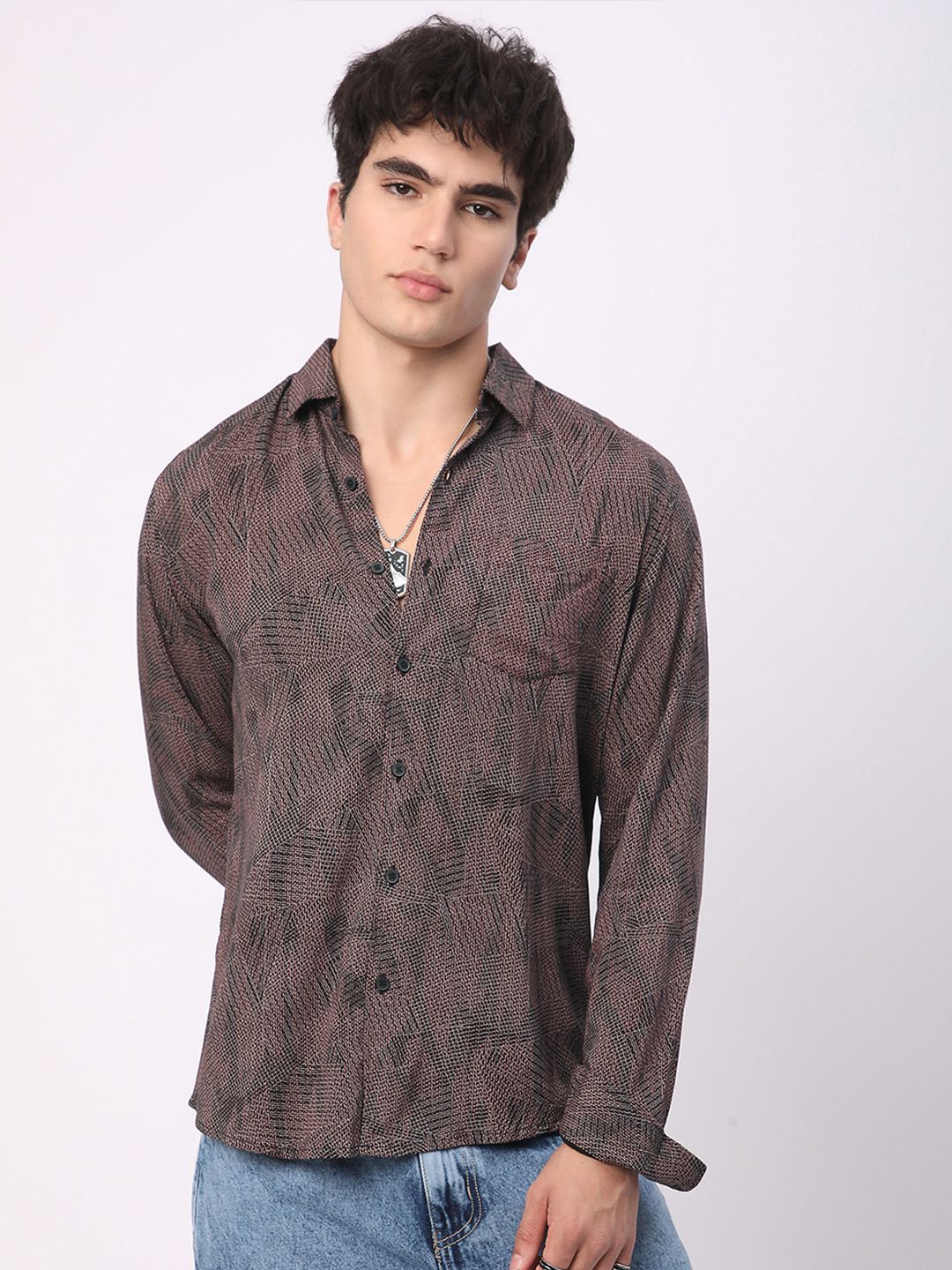 VASTRADO Men Classic Slim Fit Opaque Printed Casual Shirt