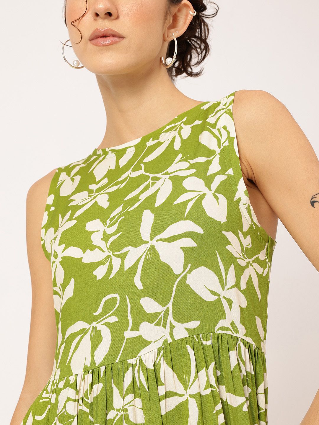 DressBerry Color Pop Petals Floral A-Line Midi Dress