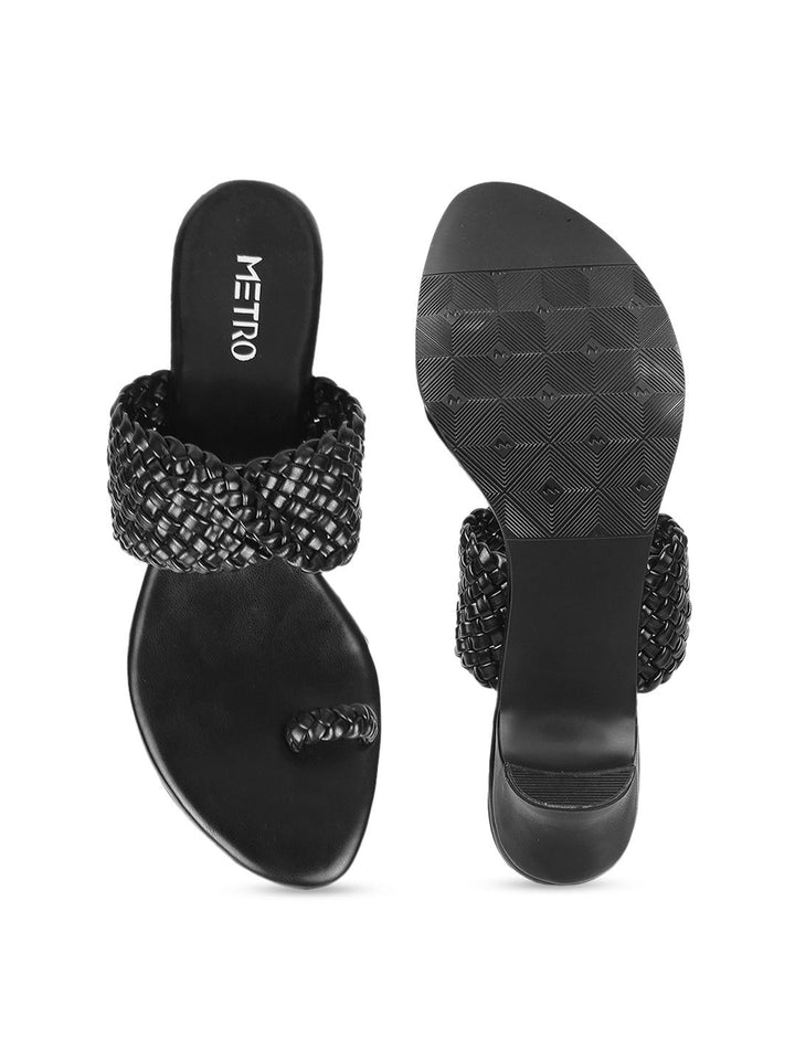 Metro Black Kitten Sandals