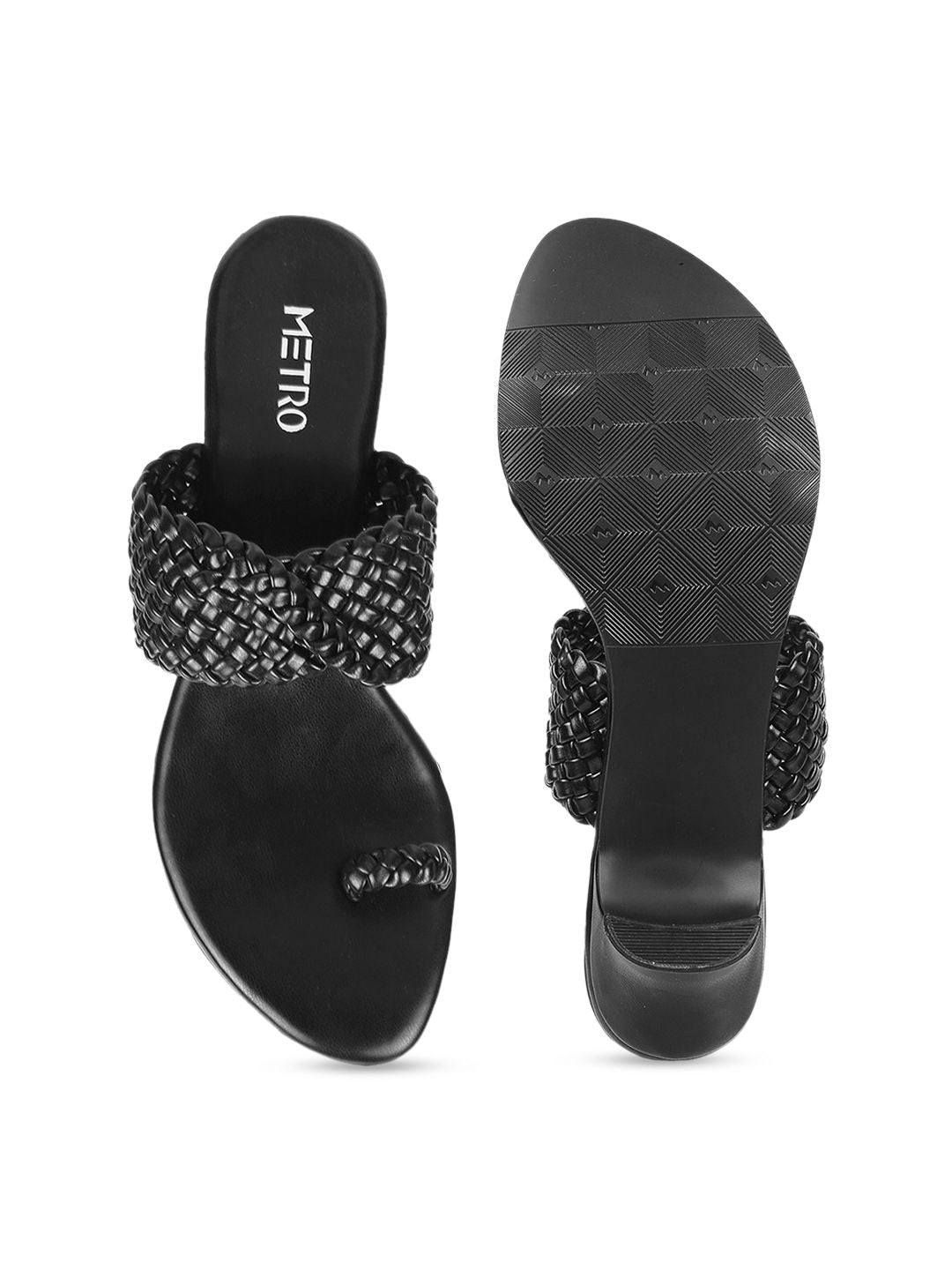 Metro Black Kitten Sandals
