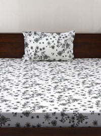 BOMBAY DYEING Vintage Grey Printed Pure Cotton 180 TC  Bedsheet Set 1.52 m X 2.28 m