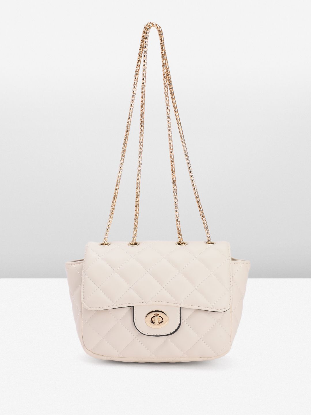 DressBerry Solid Quilted Structured Shoulder Bag