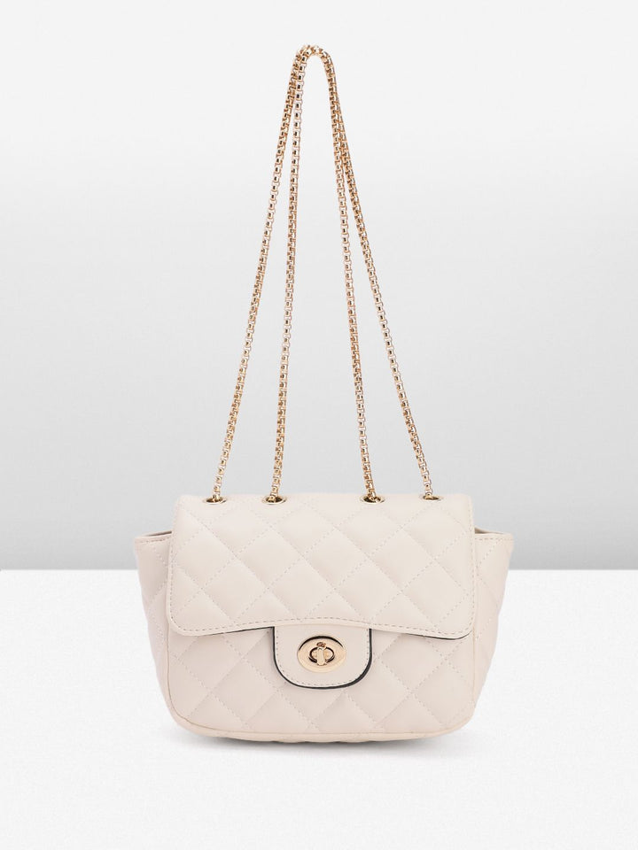 DressBerry Solid Quilted Structured Shoulder Bag