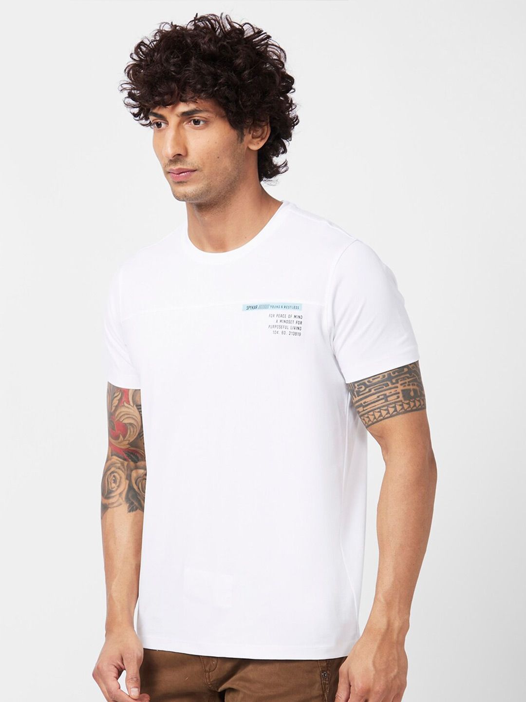 SPYKAR Typography Printed Round Neck Cotton Slim Fit T-shirt