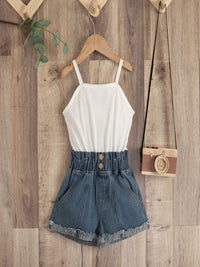 YK Girls Sleeveless Top & Shorts Clothing Set