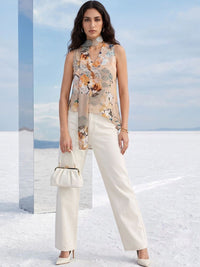 Mamicha Floral Print Satin Top