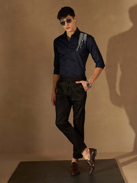 DENNISON Men Black Smart Tapered Fit Formal Trousers